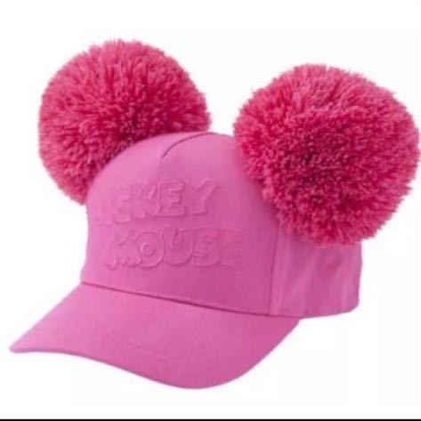 新品 TDR ポンポン キャップ 帽子 ミッキー キャップ帽 ディズニー ピンク_画像1