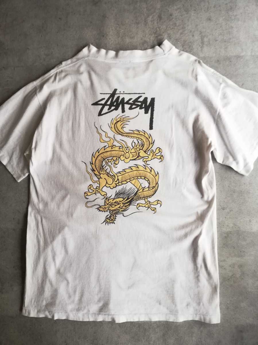 80s 前期 STUSSY 黒タグ Tシャツ ドラゴン 龍 オールド ビンテージ-