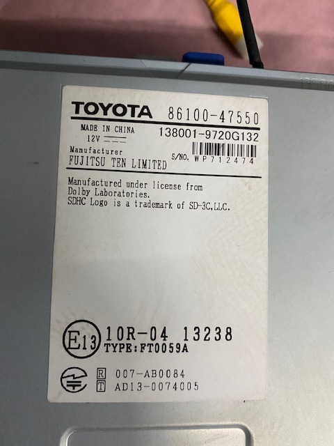 トヨタ純正 9インチナビ DSZT-YC4T プリウス50フルセグ/Bluetooth
