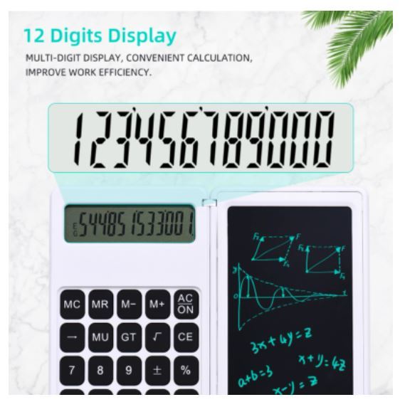 folding type count machine calculator 6 -inch LCD writing handwriting . memory tablet .. pad 12 column pen erasure button lock function 