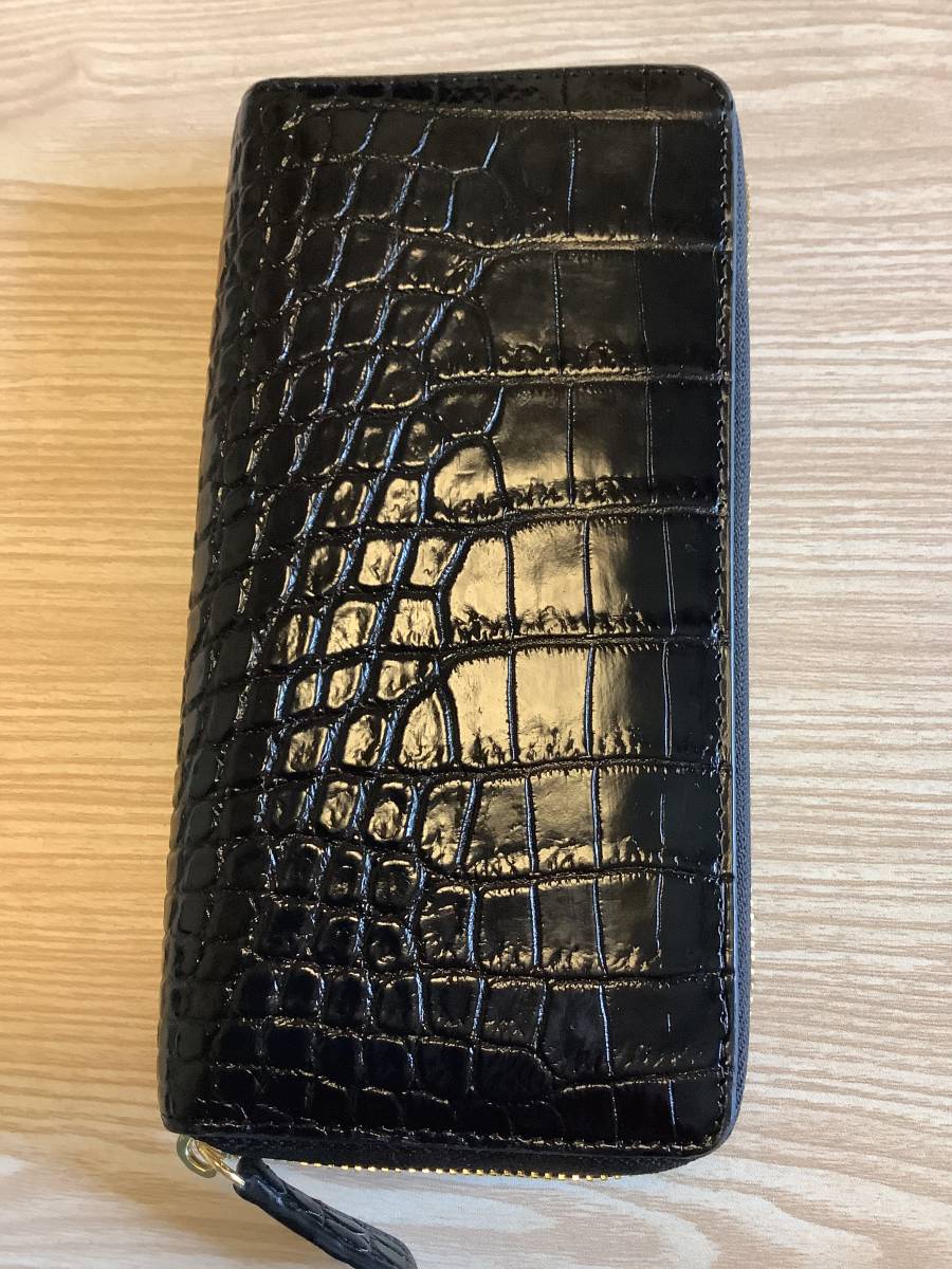 本物 1点物 新品 未使用 】クロコダイル (鰐革) クロコ ラウンド