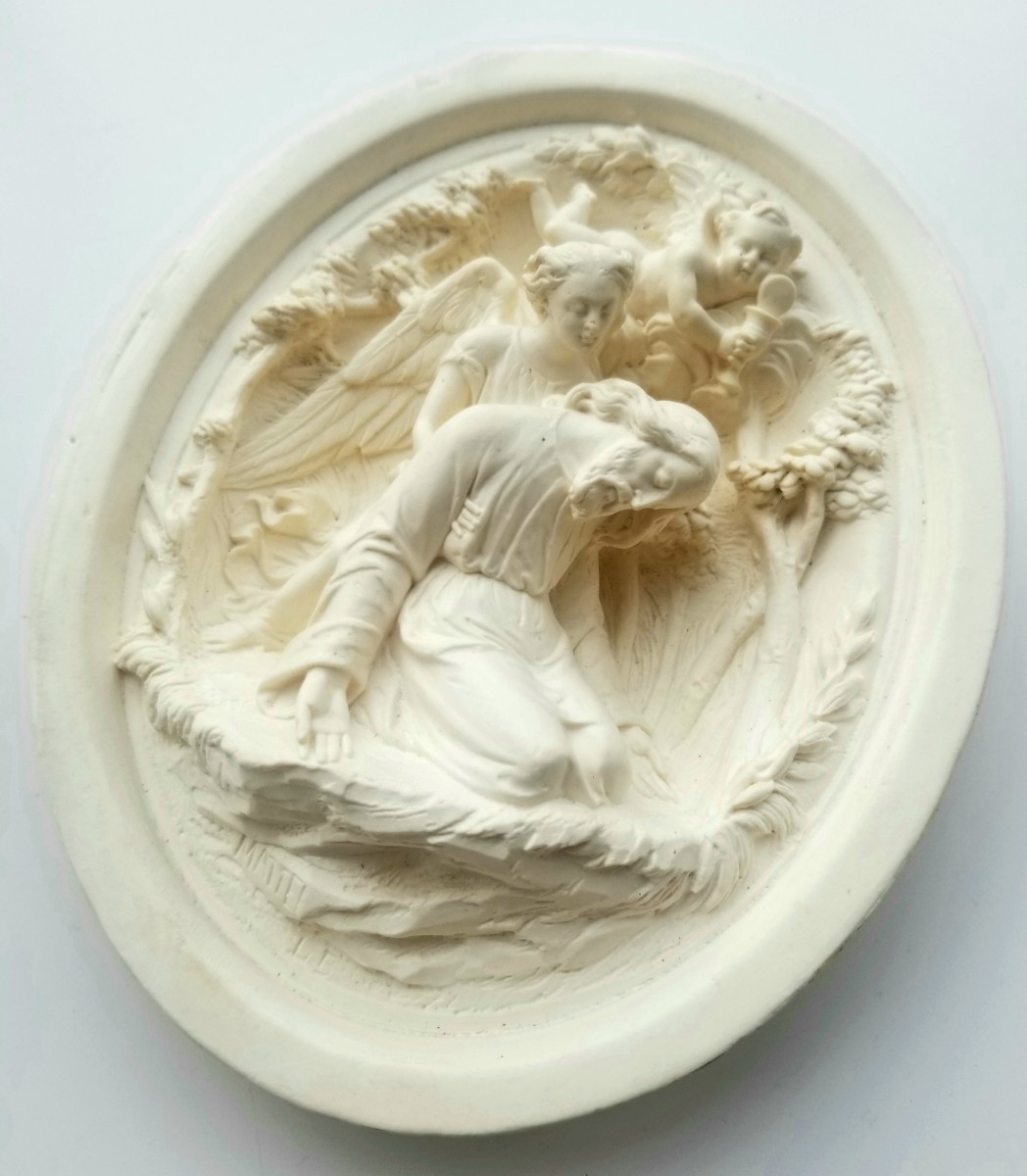 1880年 mattei作 ゲッセマネの祈り 天使達と報われるキリスト レリーフ