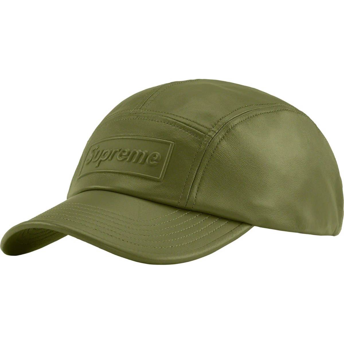 【新品未使用】 22SS 新作 新品 SUPREME シュプリーム GORE TEX LEATHER CAMP CAP キャップ 帽子 ぼうし OLIVE オリーブ色 即決早い者勝ち_画像1