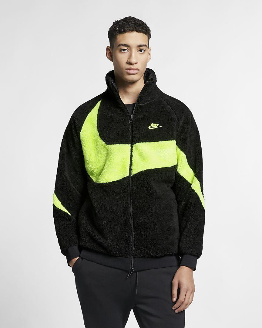 【良品】【リバーシブル】NIKE ナイキ BIG SWOOSH BOA JACKET ボアジャケット AS M NSW VW SWSH FULL ZIP JKT リバーシブルブルゾン BLACK_画像3