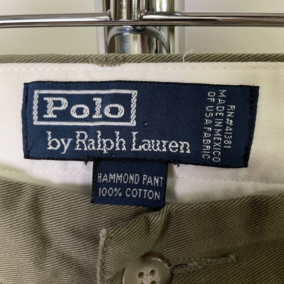 90s Polo by Ralph Lauren コットン 2タック パンツ W34×L30 THE HAMMOND PANT チノパン ポロ ラルフローレン 80s 00s ビンテージの画像4