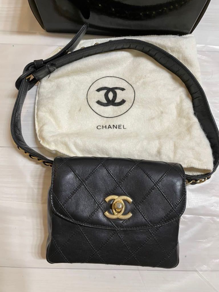 CHANEL シャネル ウエストポーチ ビコローレ チェーンベルト レザー