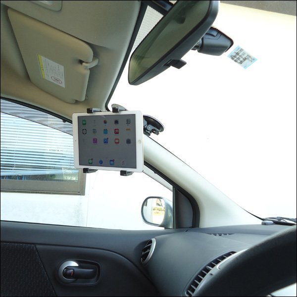 車載ホルダー iPad タブレット端末用 7～12インチ 吸盤仕様 大型 ポータブル ナビスタンド モニタースタンド 端末の固定(p)/22ч_画像5