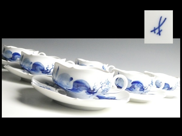 n502 Meissen マイセン ブルーオーキッド ⑥ カップ&ソーサー 6客 www