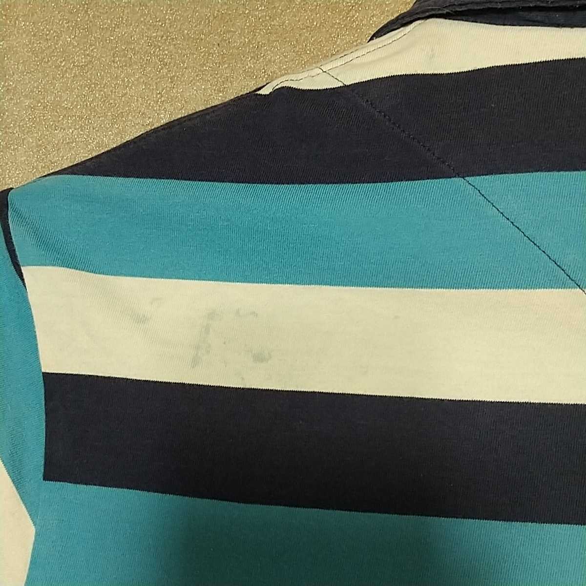 zcl-07♪US古着ビンテージ BLUE HARBOURブルーハーバー半袖ポロシャツ メンズ US-Mサイズストライプ 