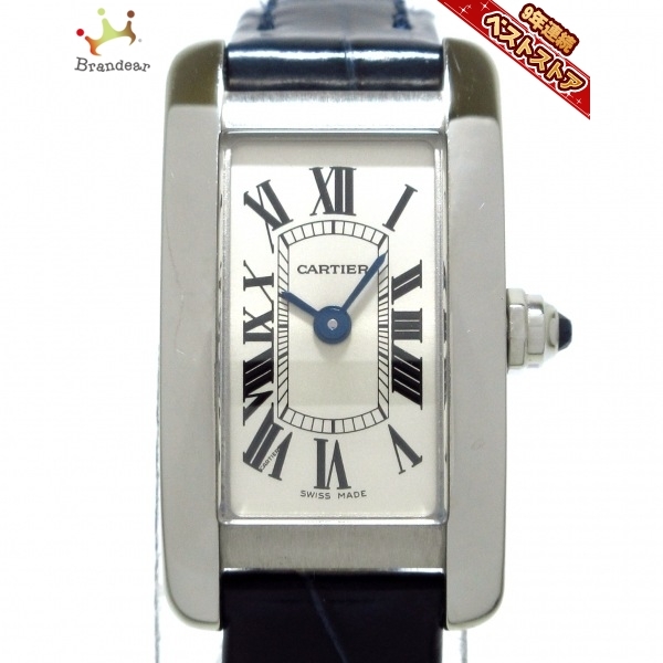 【送料無料（一部地域を除く）】 Cartier(カルティエ) 腕時計 白 SS/アリゲーターベルト/日本限定 レディース WSTA0032 タンクアメリカンミニ タンクアメリカン