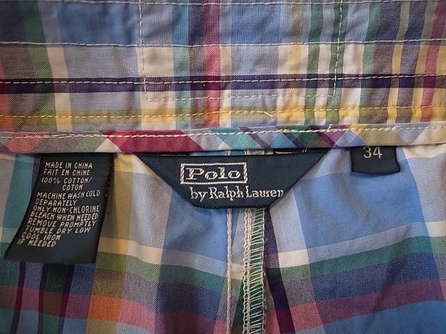 Polo by Ralph Lauren ラルフローレン コットン マドラスチェック スイム ショーツ サーフ トランクス ショートパンツ W34 _画像4