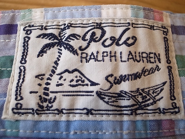 Polo by Ralph Lauren ラルフローレン コットン マドラスチェック スイム ショーツ サーフ トランクス ショートパンツ W34 _画像9