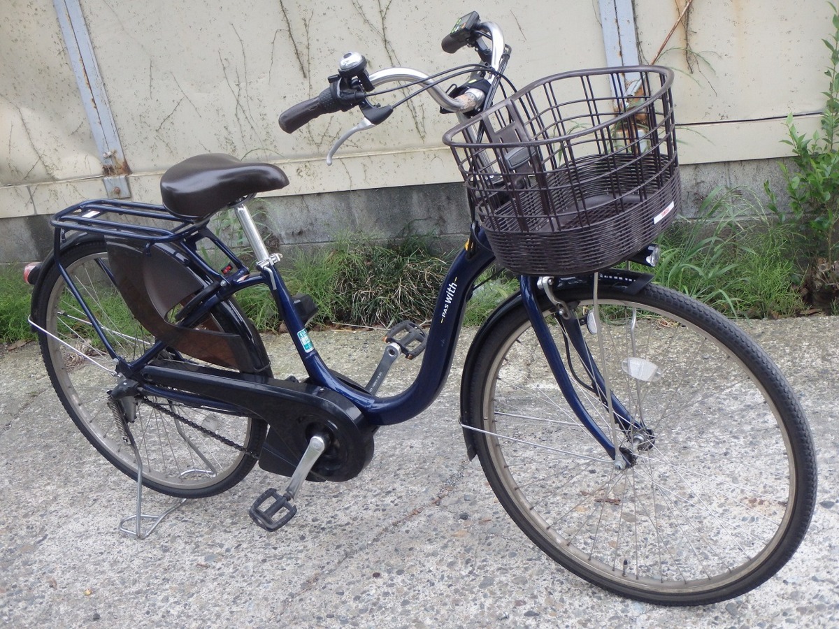  used electromotive bicycle Yamaha PAS With Pas with electric assist attaching bicycle 26 -inch 3 step LED blue color YAMAHA commuting going to school Junk 02949