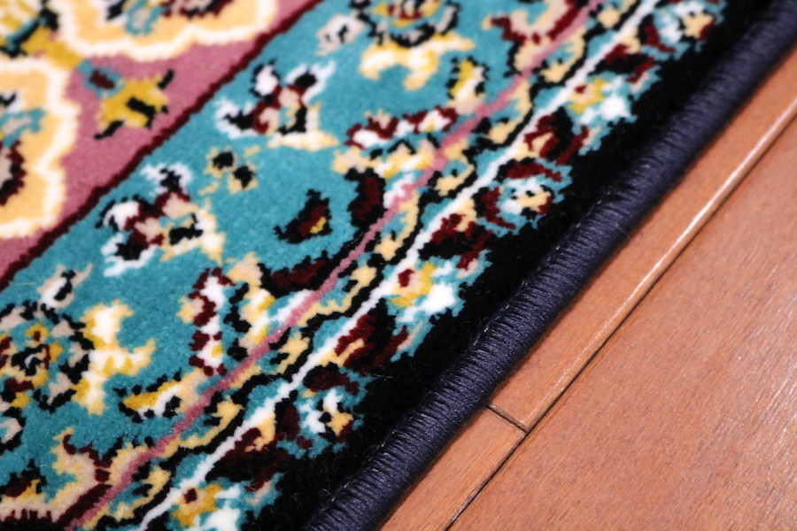 玄関マット ペルシャ柄絨毯 78×137 ティファニーブルー ラグ 