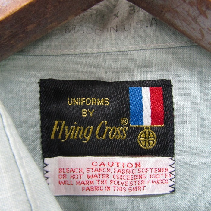 USA製 70s 80s Vintage サイズ 15 1/2-34 L~ Flying Cross U.S.A.F. タイプ オフィサー ドレス シャツ 長袖 古着 ビンテージ 2M2301_画像3