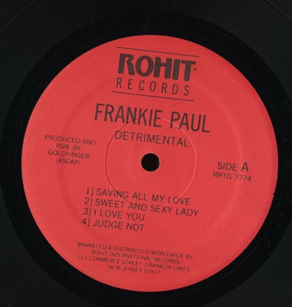USオリジナル Frankie Paul／Detrimental【Rohit／RRTG 7774】Roots Radics参加 93年 LP フランキー・ポール DANCEHALL 希少アナログ 試聴_画像3