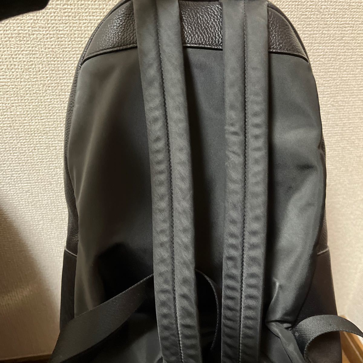 最終価格】COACH コーチネイビー黒レザーにシグネチャコンビリュック