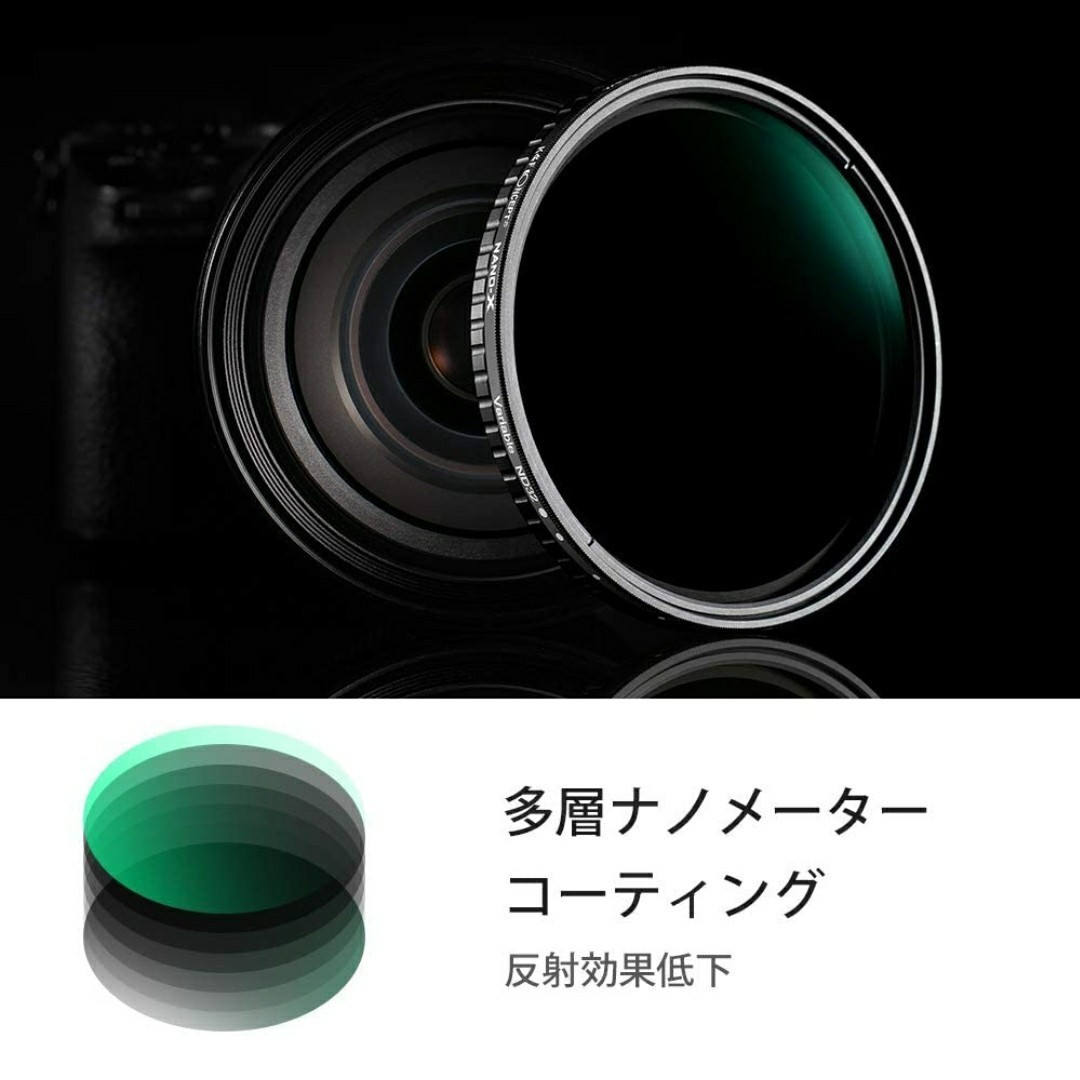 52mm ND2-ND32 K&F 可変　NDフィルター  X状ムラなし 45 