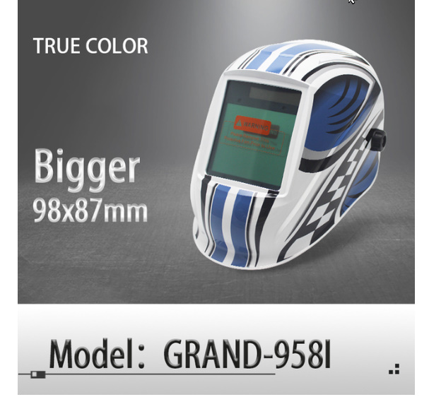 自動暗色化溶接ヘルメット,溶接マスク,mig mag tig,リアルカラー,4アークセンサー,太陽電池 (Grand-918I/958i)