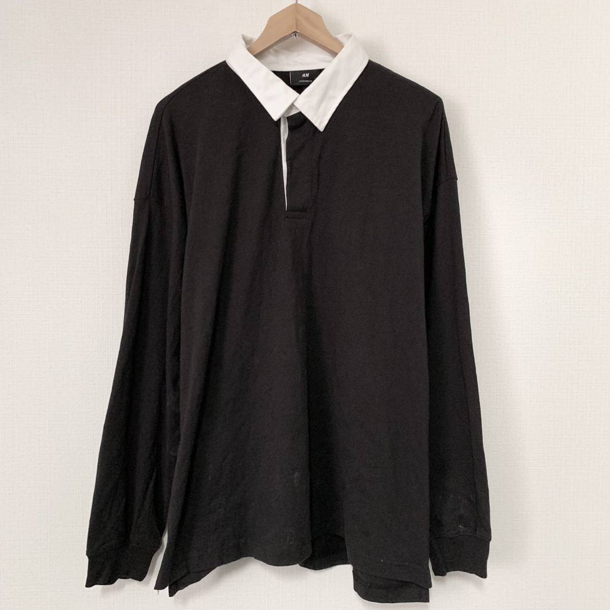 H&M(SWE)ビンテージコットンラグビーシャツ　ブラック