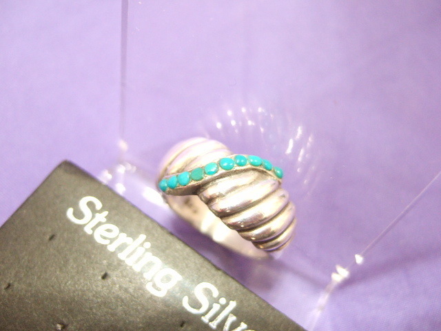  Yokohama newest silver 925SILVER silver! attraction. turquoise manner te The Yinling g6~10 number postage 220 jpy ring b37a( size . certainly please inform )