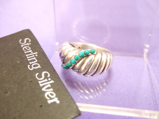  Yokohama newest silver 925SILVER silver! attraction. turquoise manner te The Yinling g6~10 number postage 220 jpy ring b37a( size . certainly please inform )