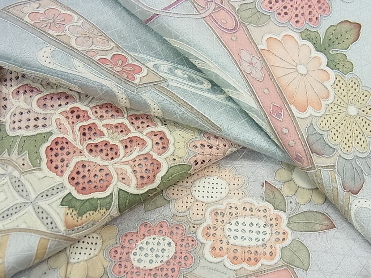汕頭刺繍】絽 観世水に花 enlanoticia.cl