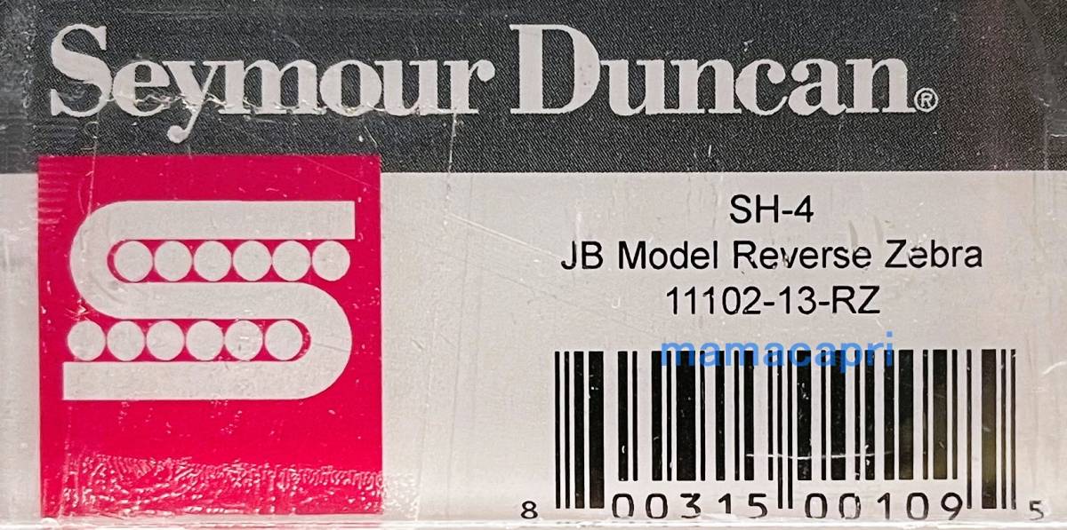新品 Seymour Duncan SH-4 Reverse Zebra 4芯 JB Model Humbucker Pickup ロゴ有 セイモア  ダンカン ハムバッカー リバース ゼブラ USA製