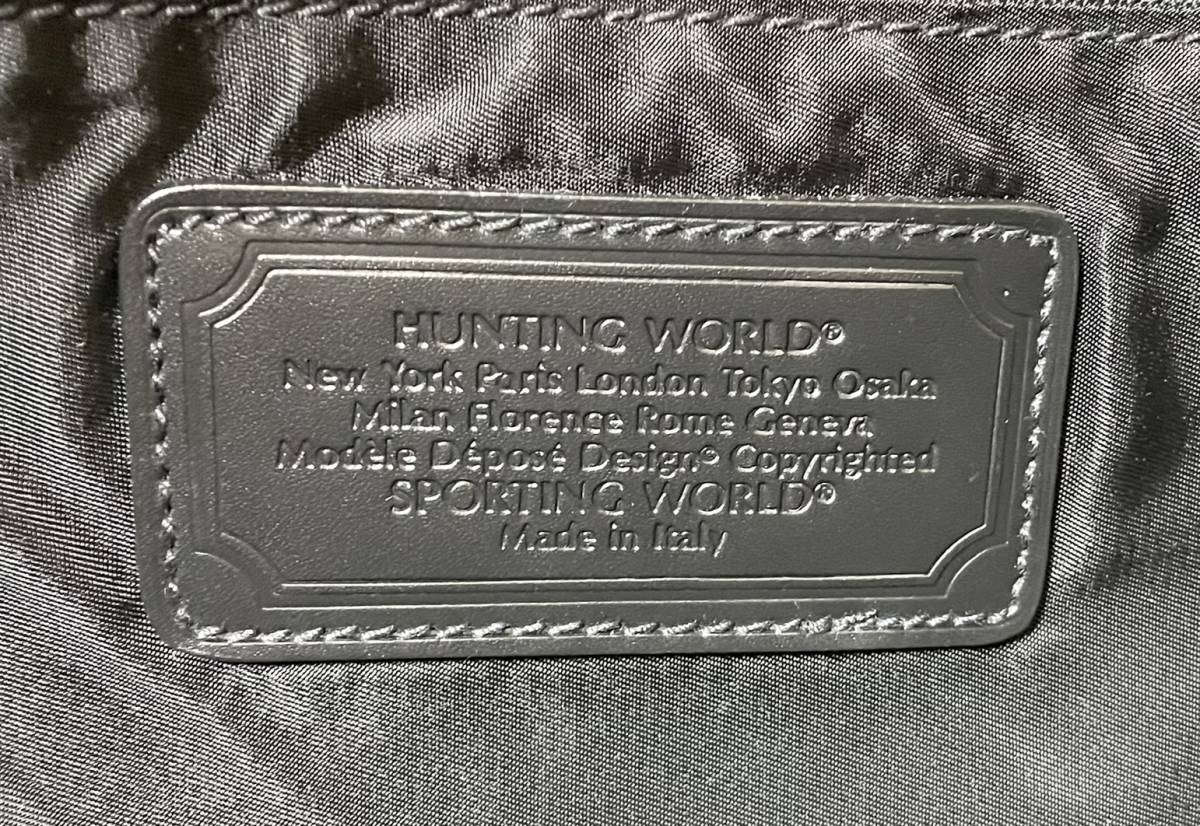 美品 イタリア製 HUNTING WORLD ハンティングワールド 2WAY ショルダーバッグ ビジネスバッグ ブリーフケース 保存袋付き　黒　ブラック　_画像9
