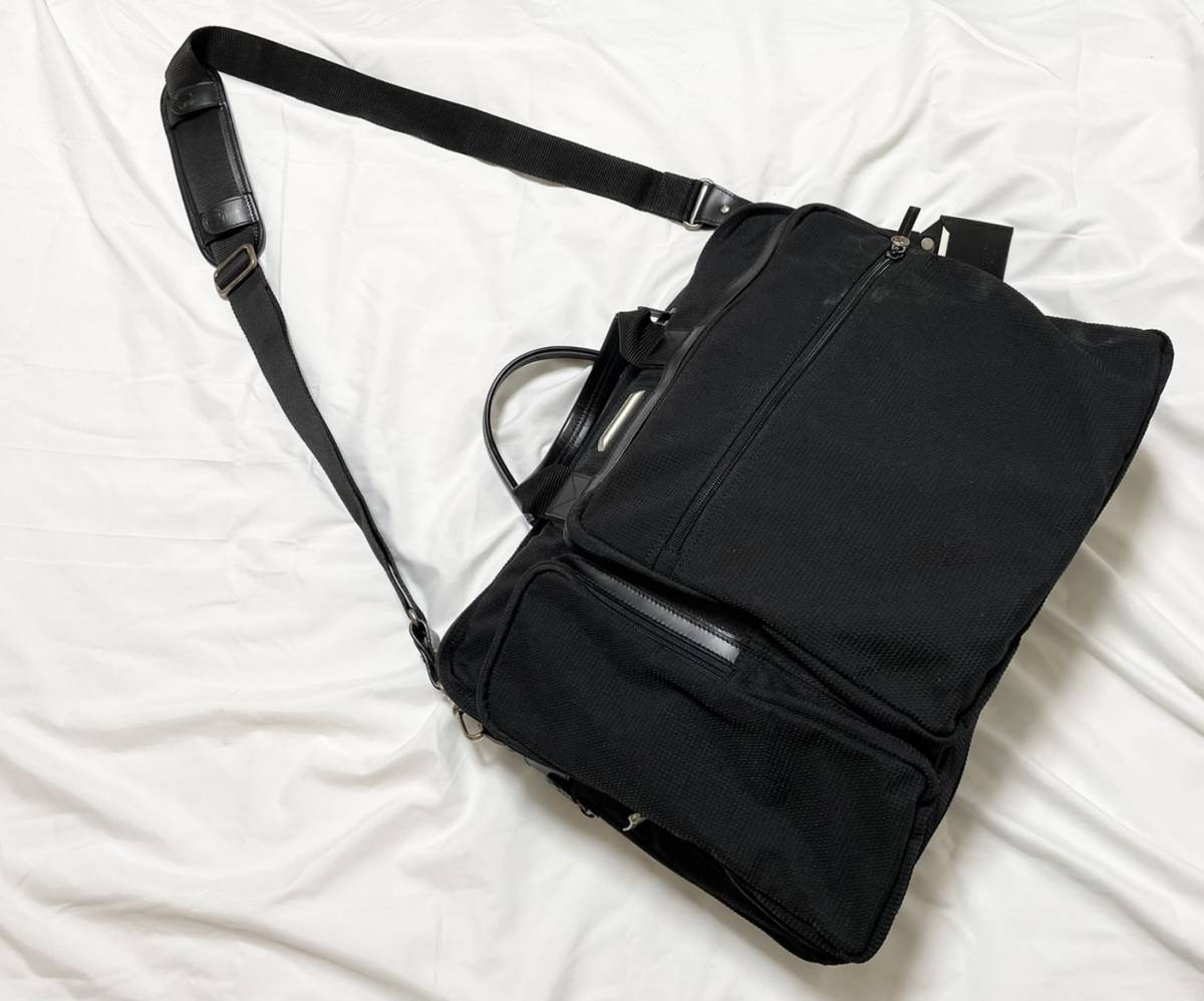 美品 イタリア製 HUNTING WORLD ハンティングワールド 2WAY ショルダーバッグ ビジネスバッグ ブリーフケース 保存袋付き　黒　ブラック　_画像3
