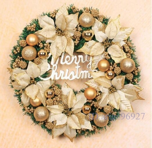 O830* new goods Christmas wreath * hand made * lease * wall decoration * entranceway * party for * new year lease * gold color *..