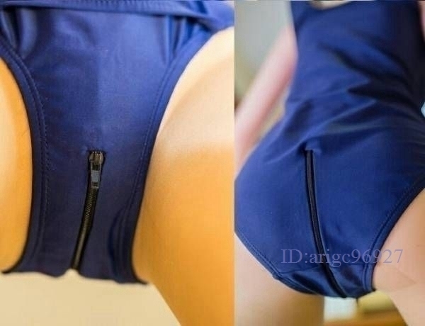 M357* super eroero school swimsuit sexy zipper attaching cosplay navy free size 