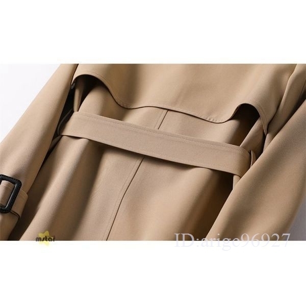J114★4色高品質 スプリングコート英国スタイルレディースロング丈上着トレンチコートの画像8