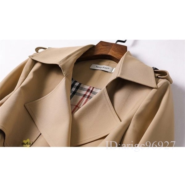 J114★4色高品質 スプリングコート英国スタイルレディースロング丈上着トレンチコートの画像5