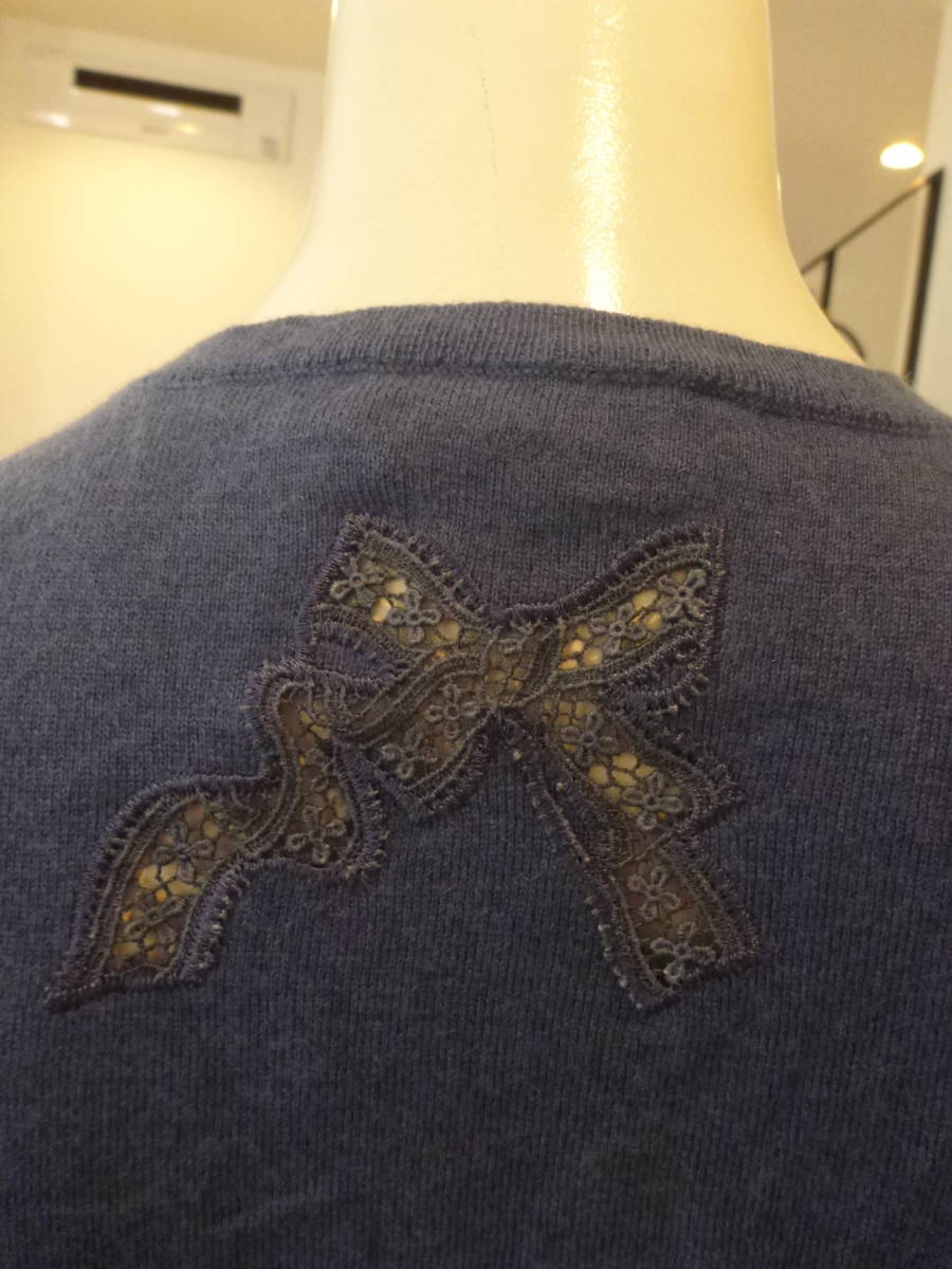 RED VALENTINO レッドヴァレンティノ ブルー系 カシミヤ リボン刺繍