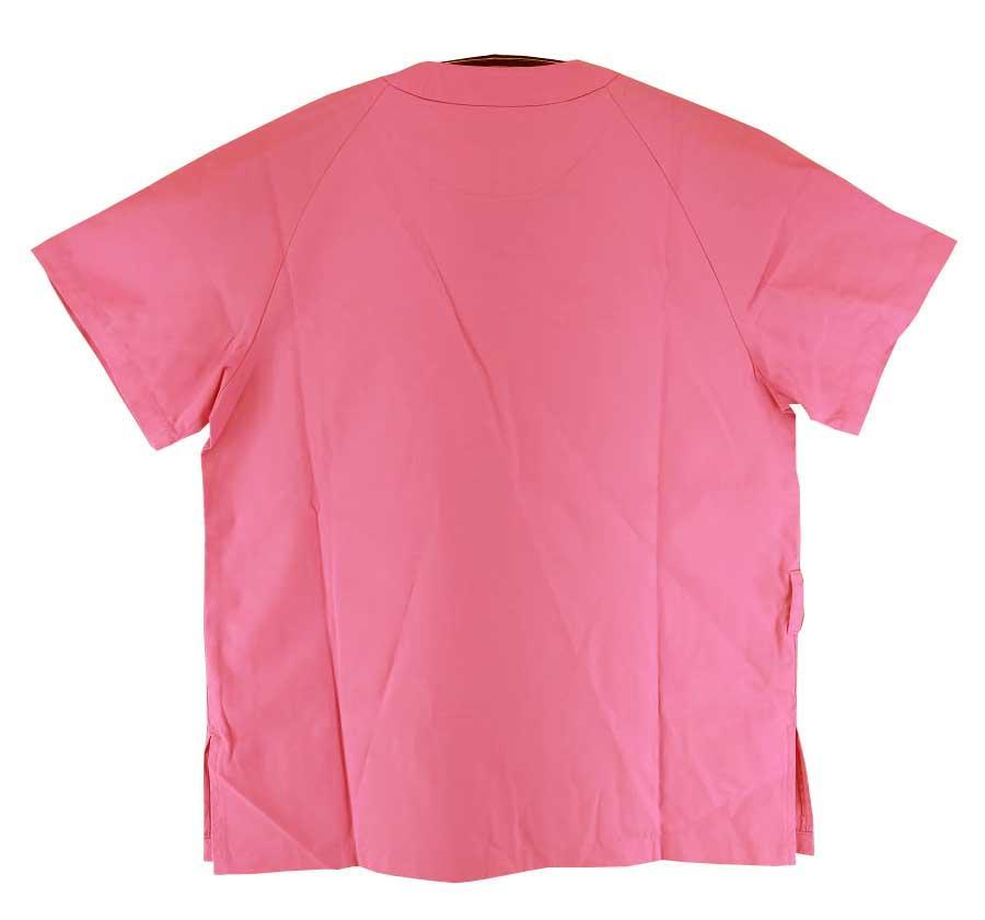 CH2529* new goods man and woman use color s Club V neck short sleeves right shoulder snap left . pocket 2 piece hem side slit S size hot pink postage 350 jpy 