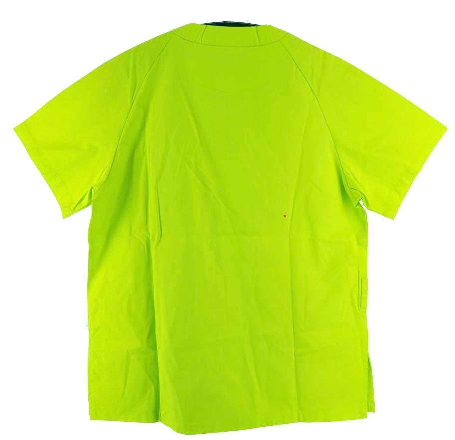 CH2563* new goods man and woman use color s Club V neck short sleeves left . pocket 2 piece hem side slit S size Apple green postage 350 jpy 