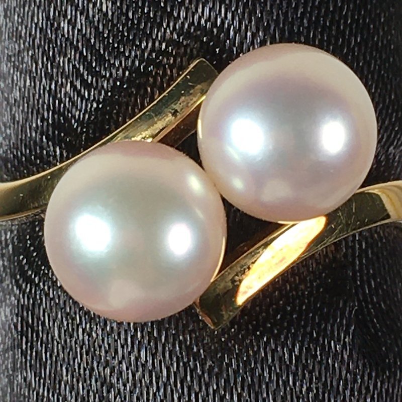 1円~ ミキモト 真珠 パール 2粒 MIKIMOTO K18YG 美しい? 6月誕生石