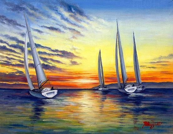 油彩画 洋画 (油絵額縁付きで納品対応可) WSM 「三浦半島沖」 中島 達幸-