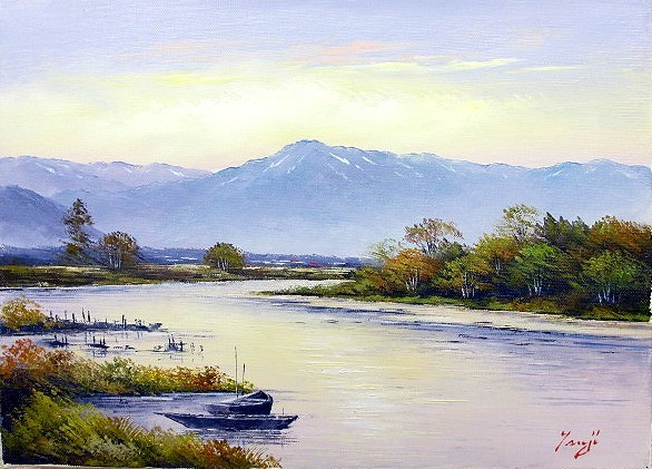 油彩画 洋画 (油絵額縁付きで納品対応可) WSM 「千曲川旅情」 辻 京子美術品