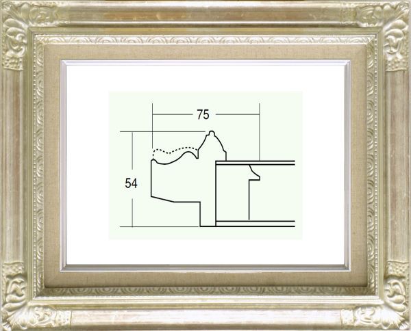 額縁 油絵/油彩額縁 成型フレーム 8904 F10号 シルバー 銀-