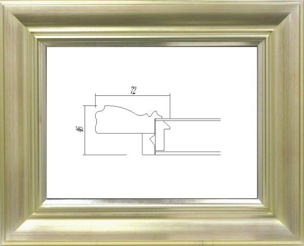油絵/油彩額縁 樹脂製フレーム UVカットアクリル付 7714 サイズ F15号 シルバー 銀_画像1