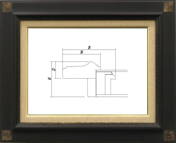 額縁　油絵/油彩額縁 木製フレーム 7722 サイズ M6号 鉄黒 ブラック_画像1