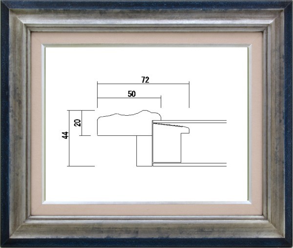 額縁　油絵/油彩額縁 木製フレーム アクリル付 7740 サイズ F15号 シルバー_画像1