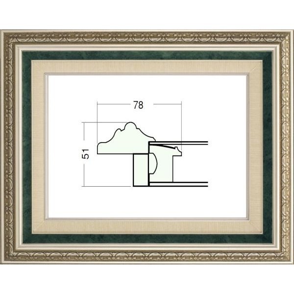 額縁　油絵/油彩額縁 樹脂製フレーム 9586 サイズ F4号 Ｓ/グリーン 銀 緑_画像4