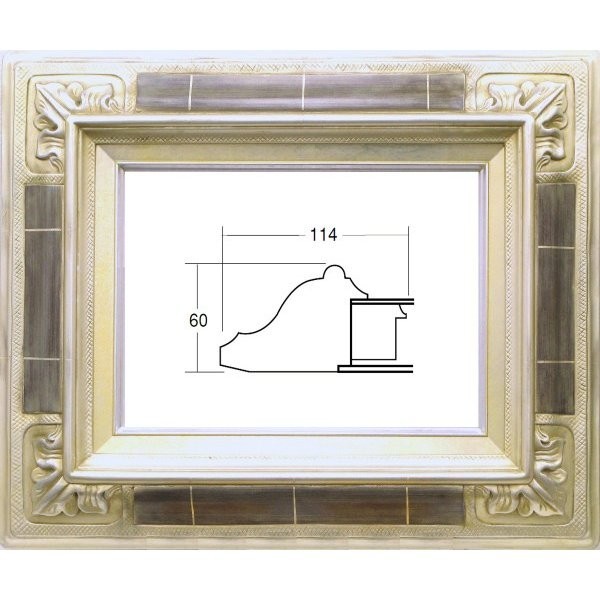 額縁　油絵/油彩額縁 成型フレーム アクリル付 7841 P30号 シルバー 銀_画像1