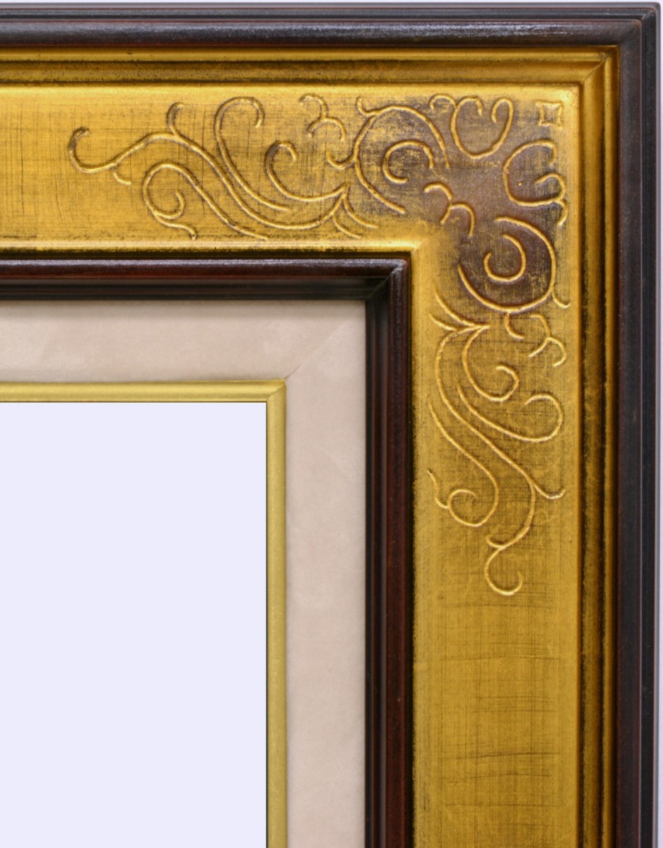 額縁　油絵/油彩額縁 木製フレーム 高級額縁 アクリル付 7102 サイズ F8号 ゴールド_画像2