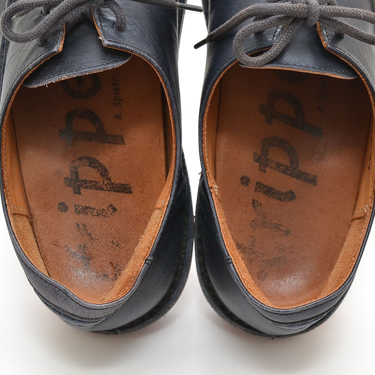 ◇377759 trippen トリッペン レザースニーカー 革靴 サイズ37 レディース ドイツ製 ネイビー 無地_画像6