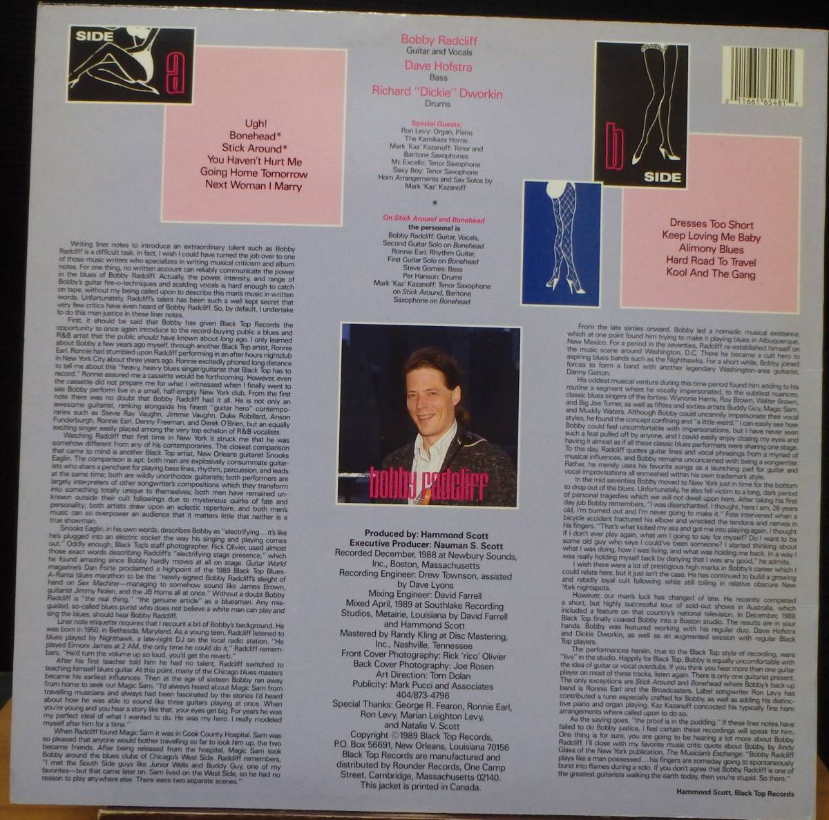 【WB203】BOBBY RADCLIFF 「Dresses Too Short」, ’89 US Original　★ブルース・ロック/シカゴ・ブルース_画像2