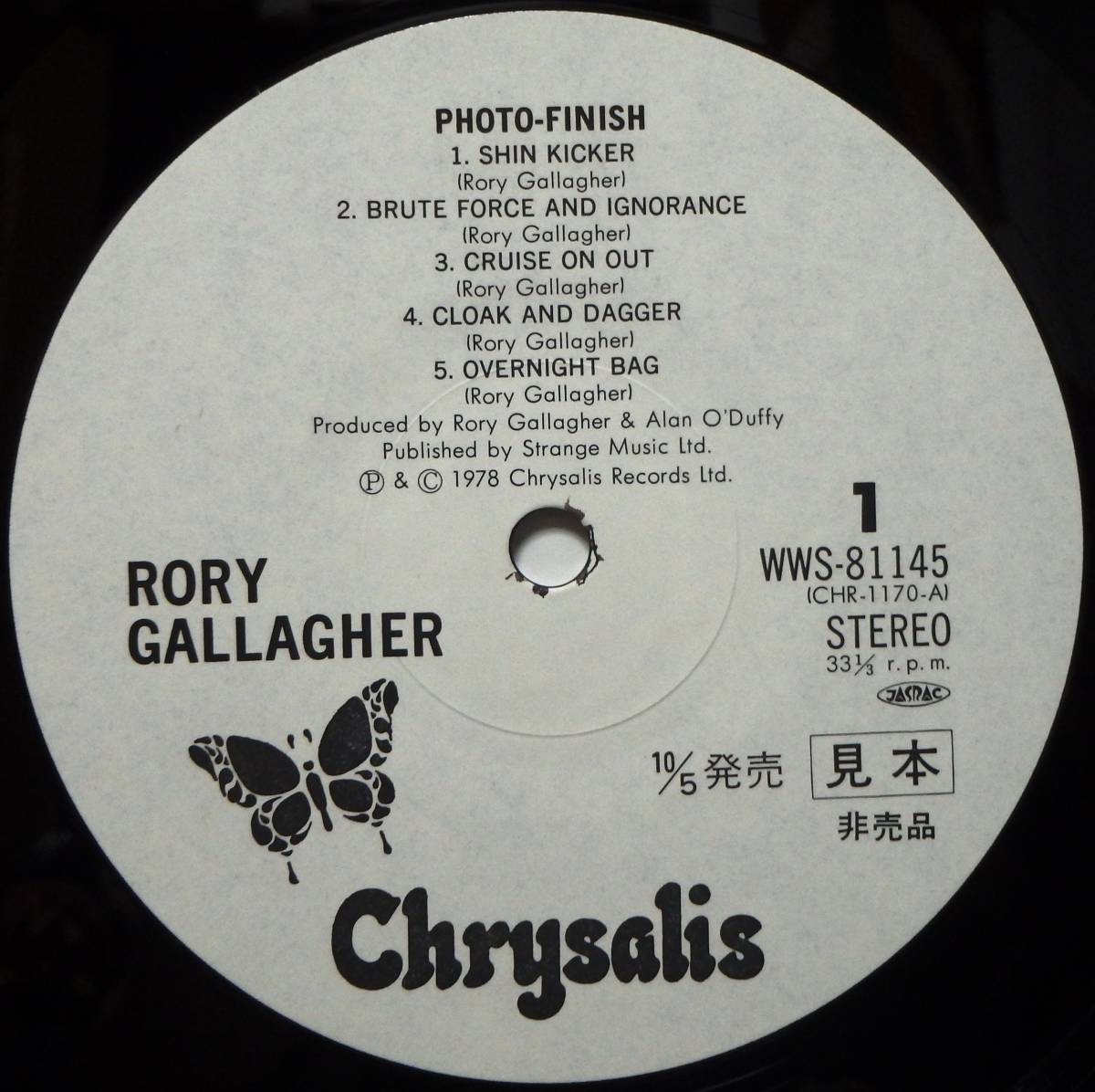 【WB149】RORY GALLAGHER 「Photo-Finish (フォト・フィニッシュ)」, ’78 JPN 白ラベル見本/初回盤　★ブルース・ロック/ハード・ロック_画像5